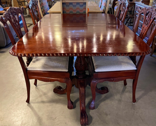 Rectangular Pedestal Dining Room Set - Table -1 Leaf - 4 Chairs | Furniture4u