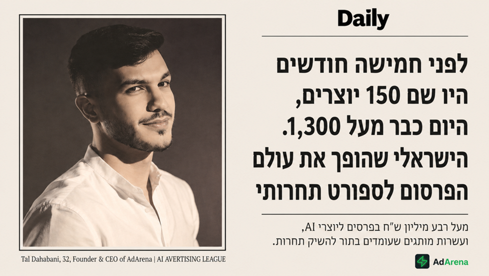 לפני חמישה חודשים היו שם 150 יוצרים, היום כבר מעל 1,300. הישראלי שהופך את עולם הפרסום לספורט תחרותי