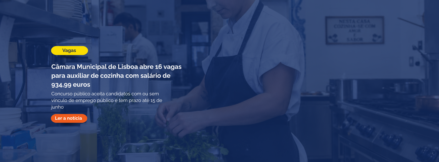 Câmara Municipal de Lisboa abre 16 vagas para auxiliar de cozinha com salário de 934,99 euros