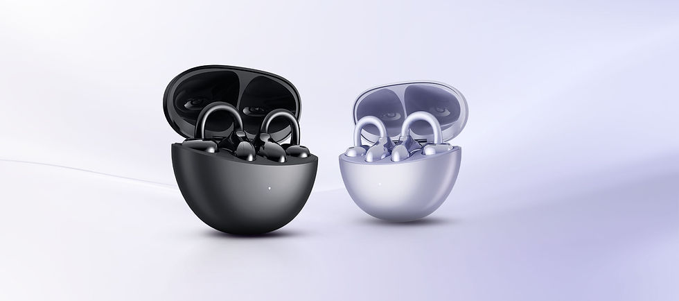 Cận cảnh tai nghe HONOR CHOICE Earbuds Clip với hai màu tím và đen