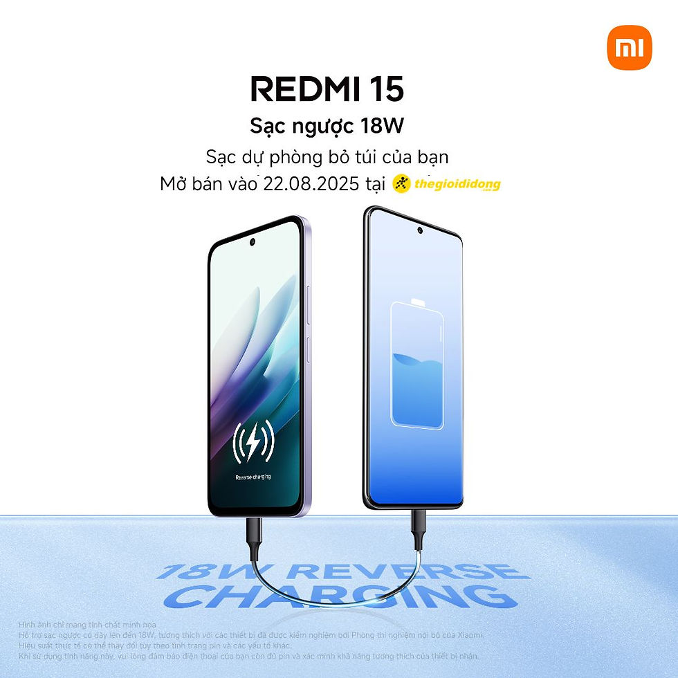 Redmi 15 còn được trang bị sạc nhanh 33W và công nghệ sạc ngược 18W