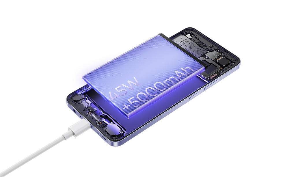 Điểm làm nên chất lượng của realme C65 tiếp theo là công nghệ sạc siêu nhanh 45W đầu tiên