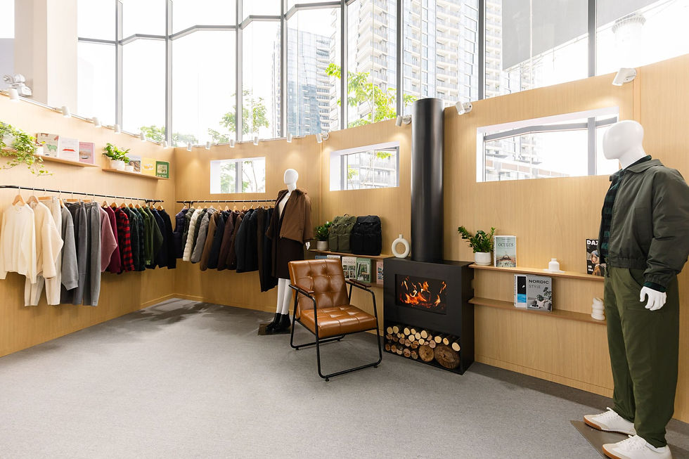 phong cách Upstate Weekend từ BST LifeWear Thu/Đông 2025 ghi lại cảm giác của một ngày cuối tuần tại một khu nghỉ dưỡng ven hồ hoặc một cabin phủ tuyết thông qua trang phục UNIQLO thường ngày