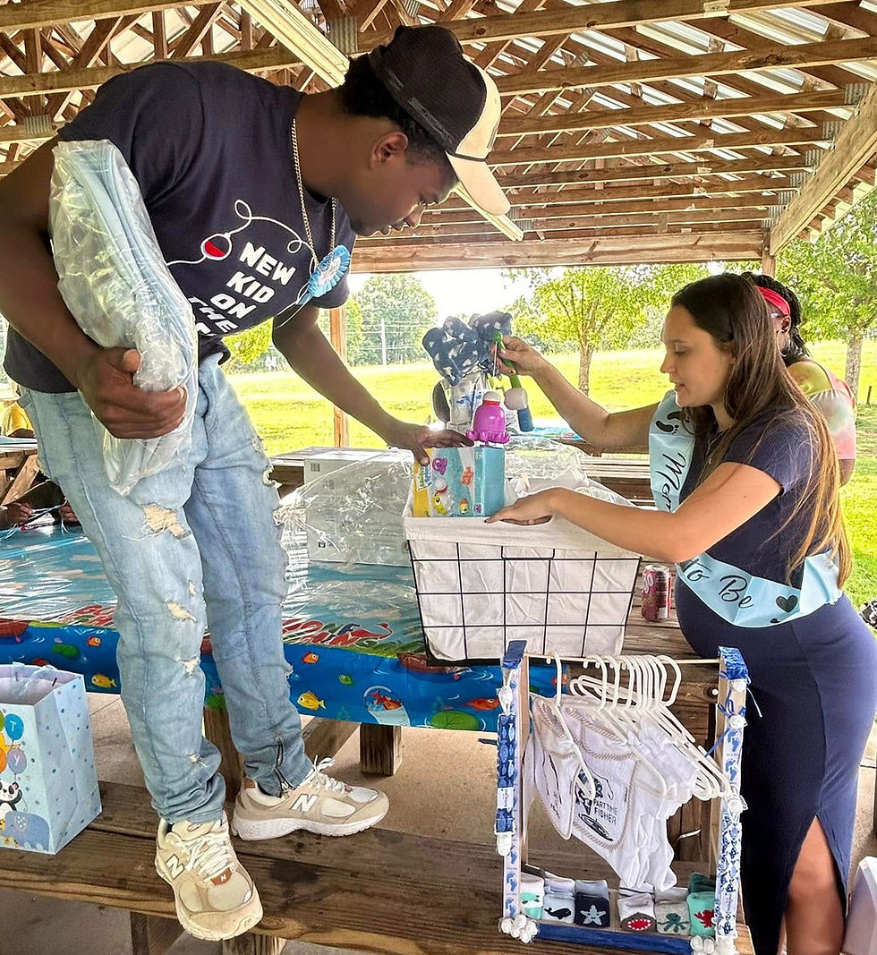 1st time parents enjoying their Ultimate Baby Shower Basket