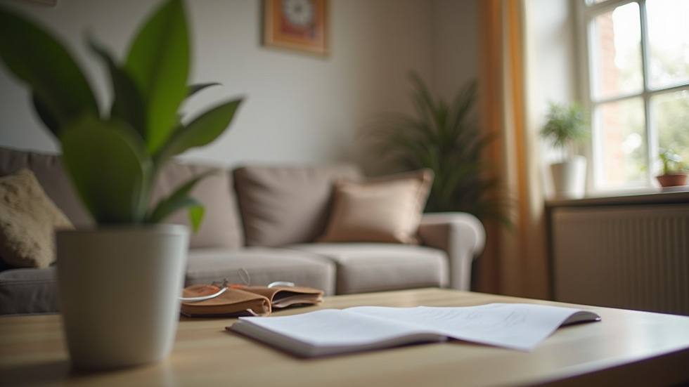 Eye-level view of a cozy home environment for online learning