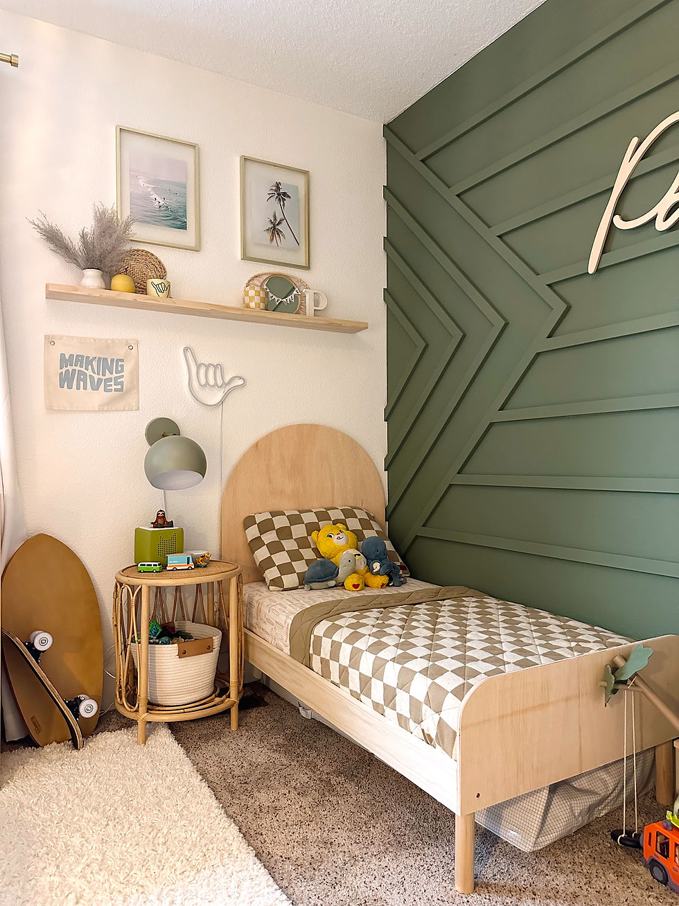 transforming nursery into a cool kids room. toddler toys. Boys Room. Boho, surfer, beach inspo