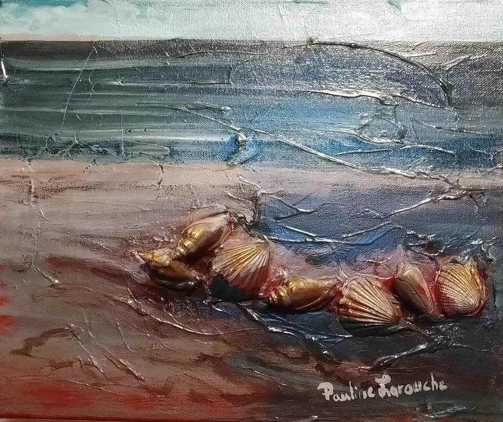 Découvrez Carleton, une œuvre originale en technique mixte de Pauline Larouche. Paysage marin texturé de 12 x 10 po, inspiré