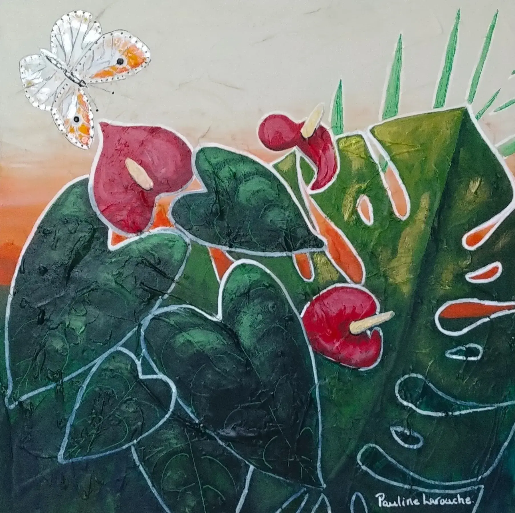 Découvrez Bruissement au couchant, œuvre originale de Pauline Larouche. Acrylique et technique mixte sur toile 16 x 16 po, in