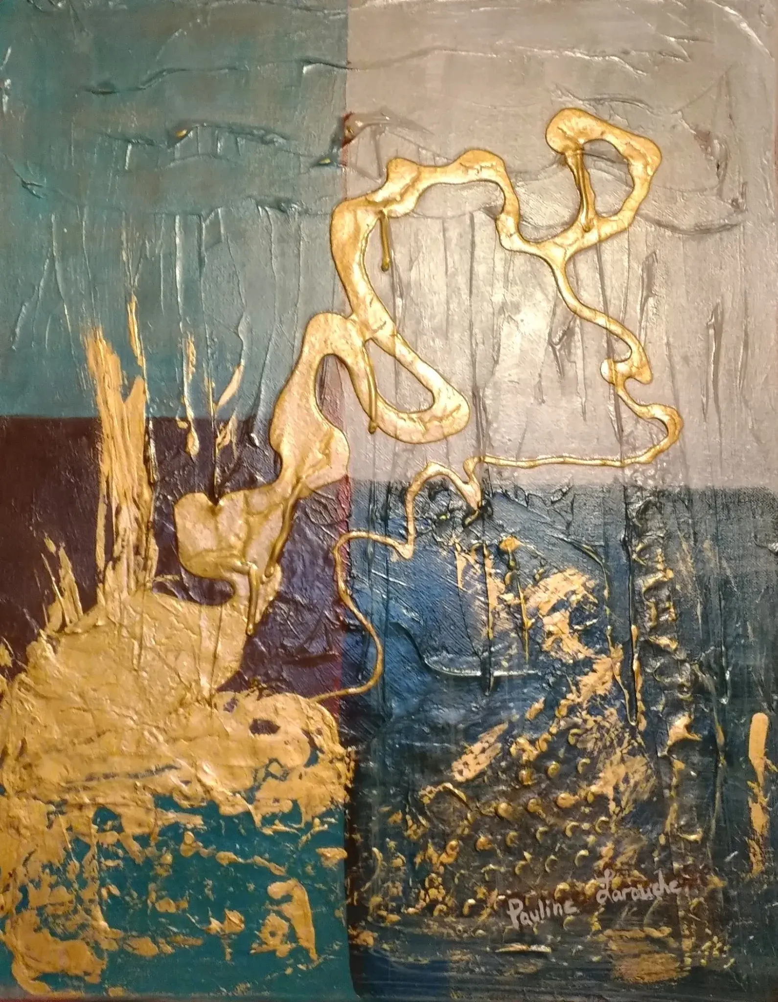 Découvrez Vague voltige, une peinture abstraite originale de Pauline Larouche. Acrylique et technique mixte, 16 x 20 po,