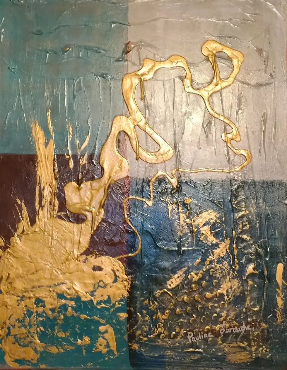 Découvrez Vague voltige, une peinture abstraite originale de Pauline Larouche. Acrylique et technique mixte, 16 x 20 po,