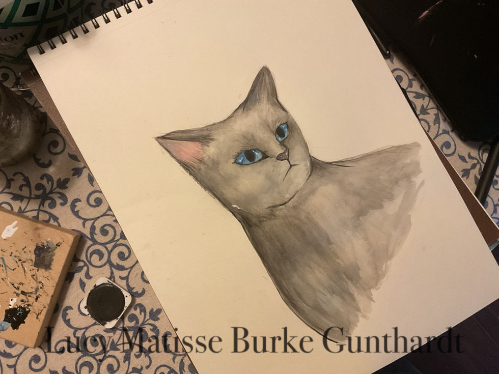Watercolor Painting of Cat by Lucy