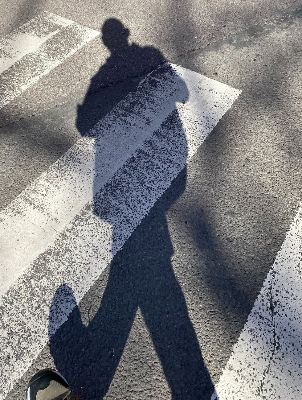 Autoportrait ombre sur passage piéton