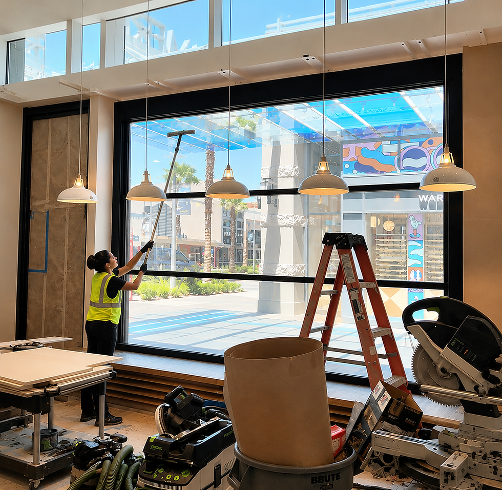 Our teams ensure your window are sparkling clean during our three-phase post construction clean. 