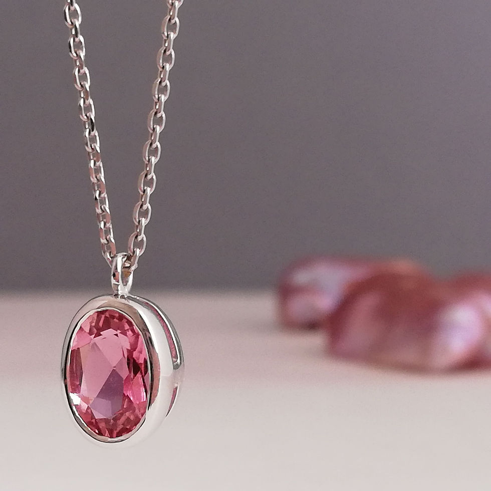 0.8ct oval pink tourmaline necklace k18wg