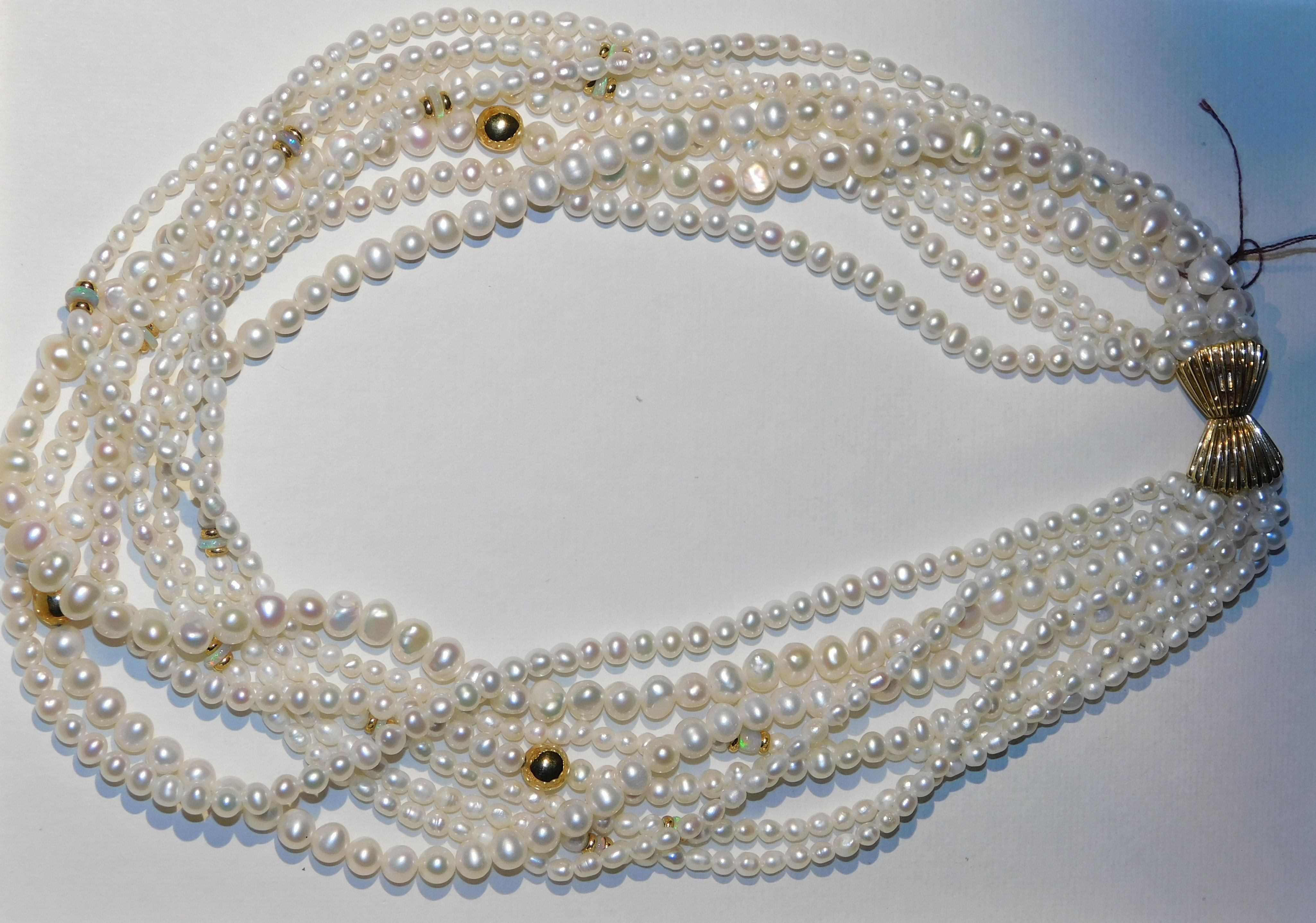 Larry Golsh - 18k Gold Australian Opal, Freshwater Pearl Necklace