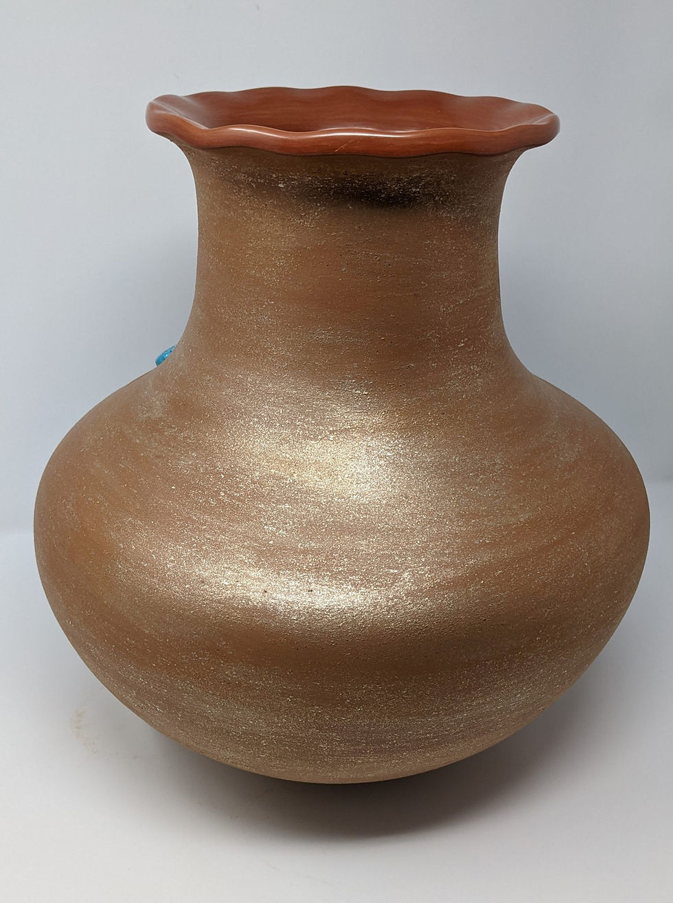Thumbnail: Russell Sanchez Large Micaceous Jar with Sgraffito-carved Bear, Corrugated Rim