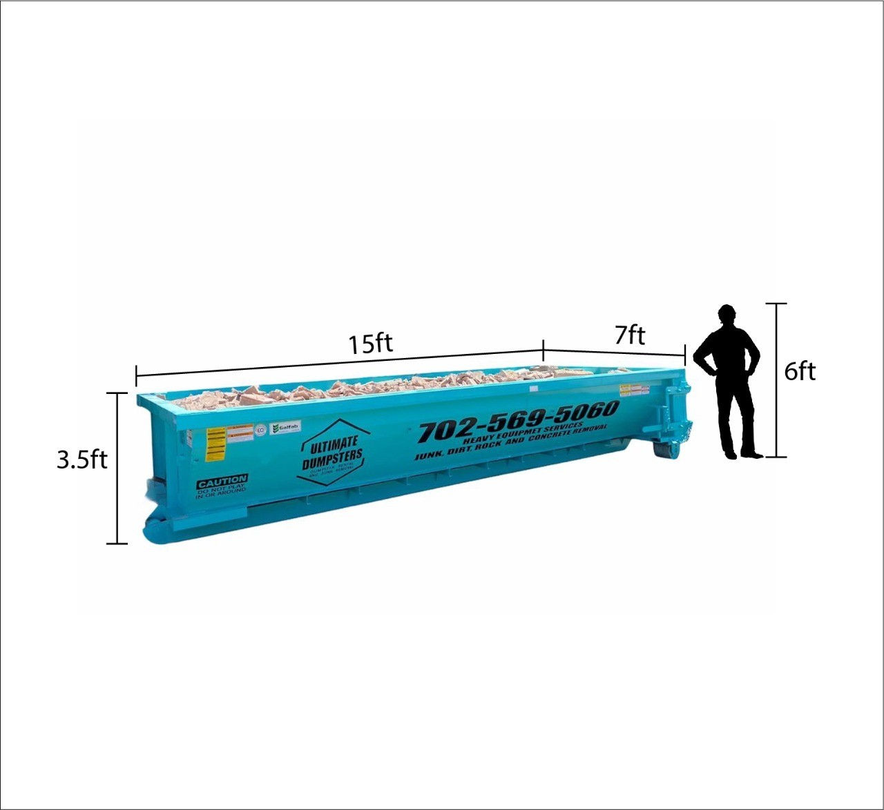 Lowboy dumpster for dirt, rock and concrete only