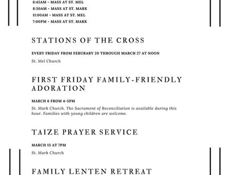 2026 Lenten Events and Schedule