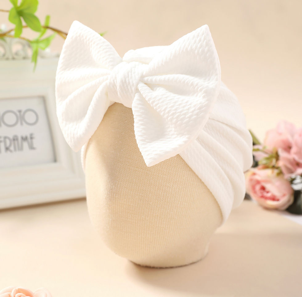 الصورة المصغرة: Baby Solid Textured Bow Turban Hat /0-2Y