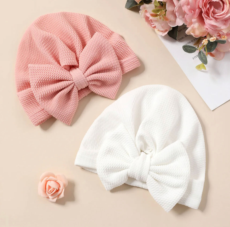 الصورة المصغرة: Baby Solid Textured Bow Turban Hat /0-2Y