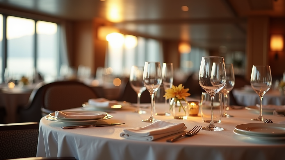 Close-up view of a beautifully set dining table in MSC Yacht Club private restaurant
