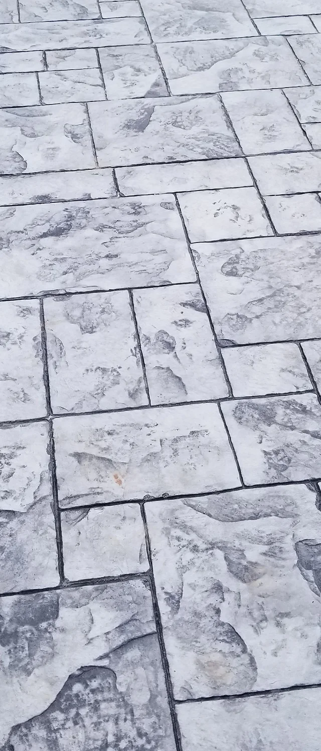 stamped concrete patio with fire pit on Haijoe Northern Virginia Stamped Concrete Patios Decks