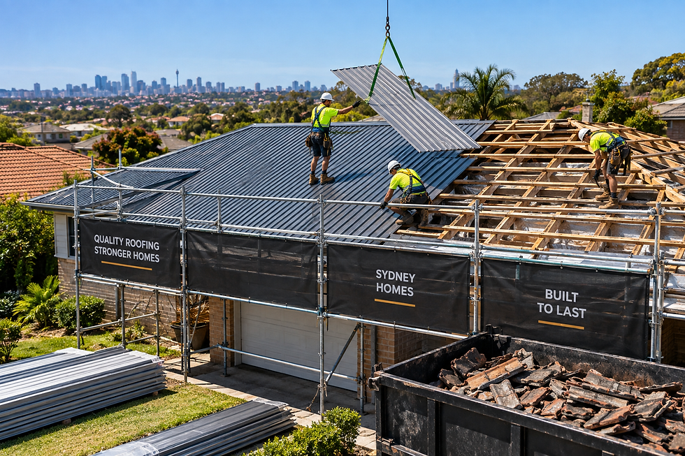 New Colorbond roof on a Sydney home after full roof replacement