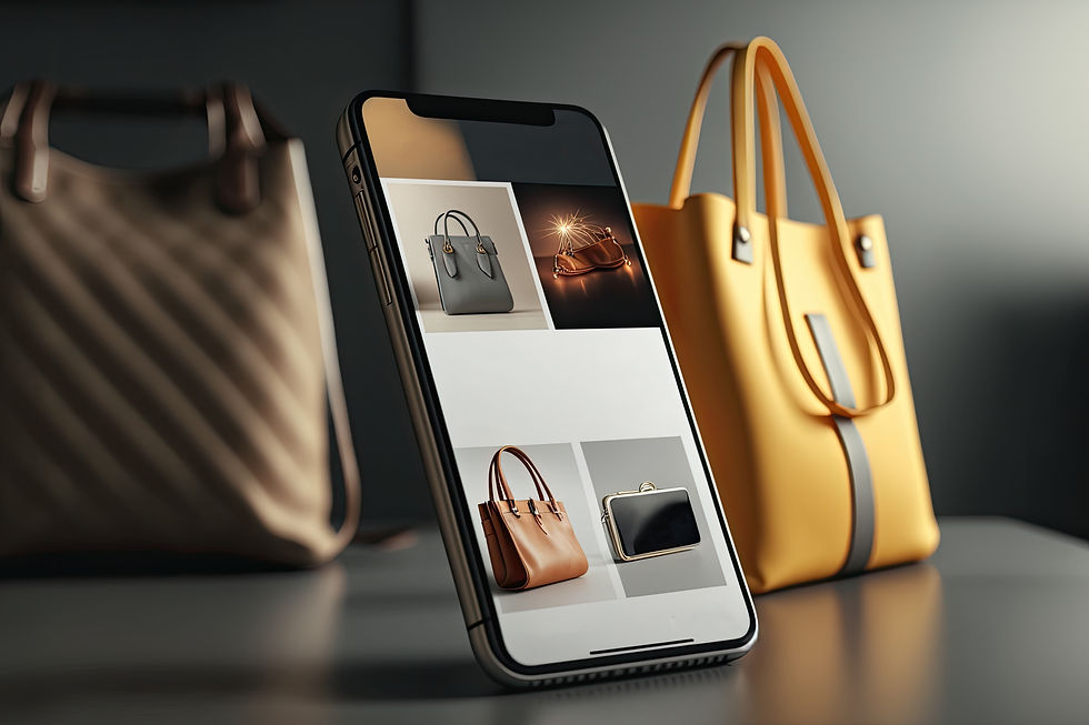 A phone displaying products on the screen