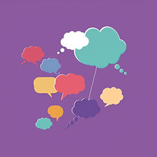 multiple thought bubbles in purple and other colors in mulitple direction.jpg