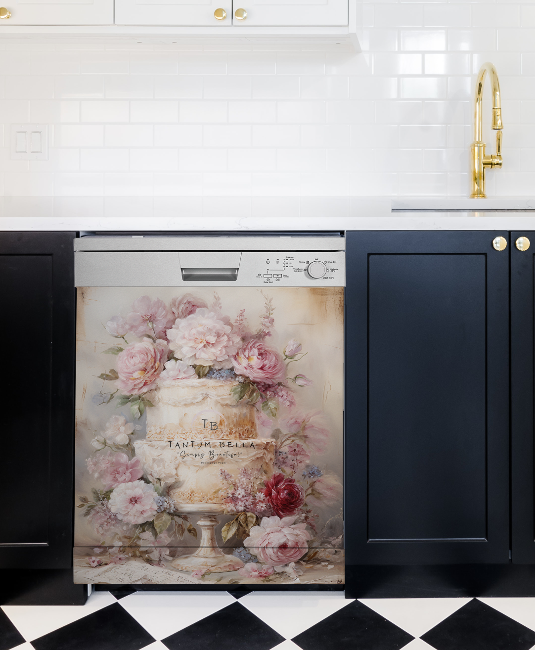 TBDW-0873 (Two Tiered Cake with Pink Flowers)