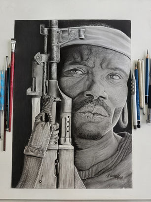 Desenho realista de um guerreiro — técnica de tonalidade, Smart Art SP
