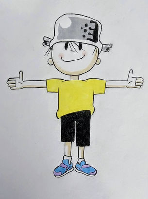 Personagem cartoon menino Maluquinho com expressão divertida — curso de desenho cartoon para crianças