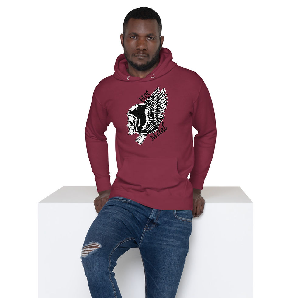 Thumbnail: Hot Metal Wing Skull Unisex Hoodie