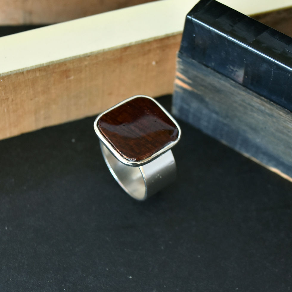 Thumbnail: Acoustic Guitar Wood Adjustable Silver Ring