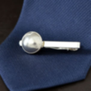 Silver Flute Crown Tie Clip