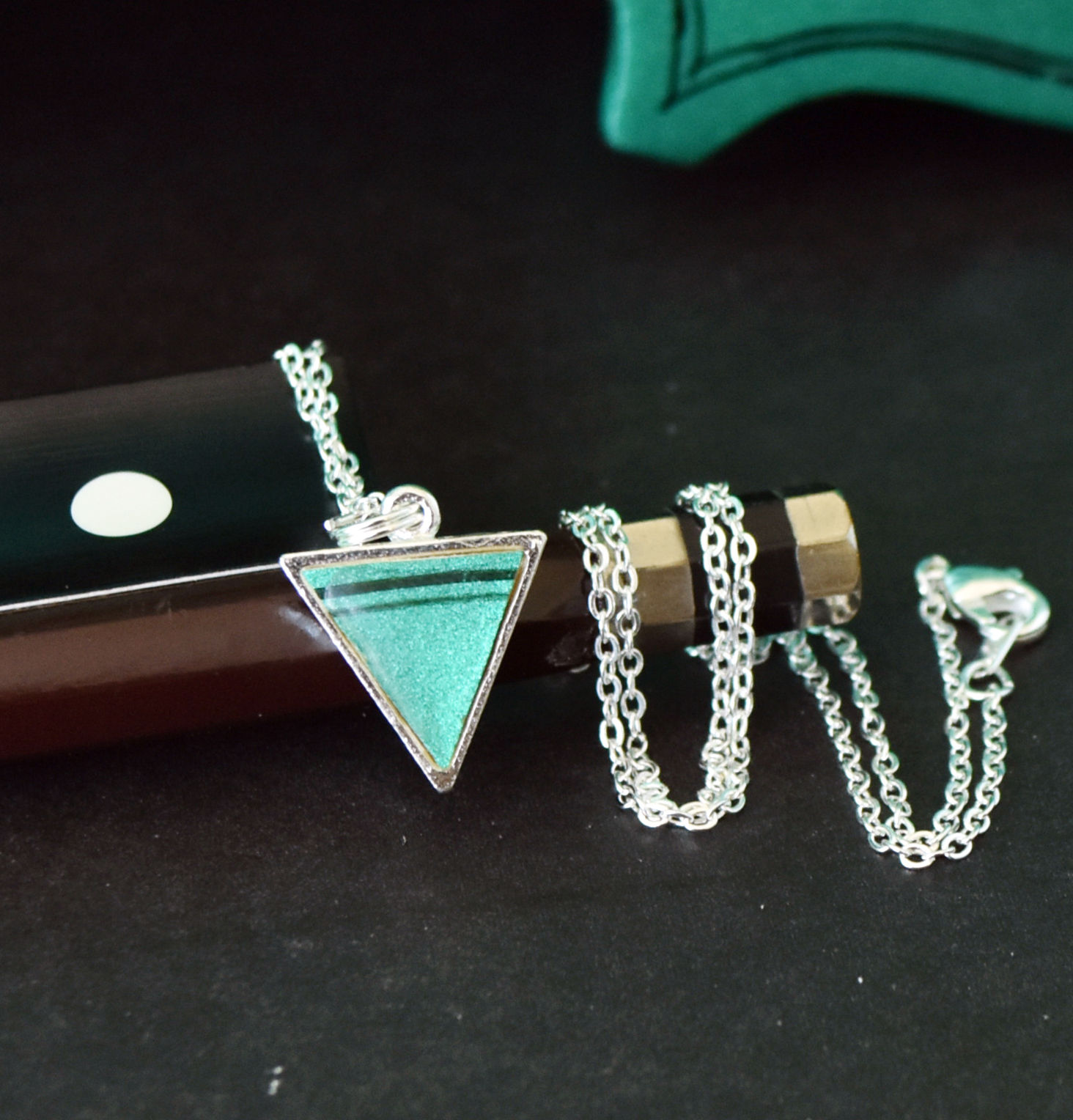 Violin Triangle Necklace with Green Purfling