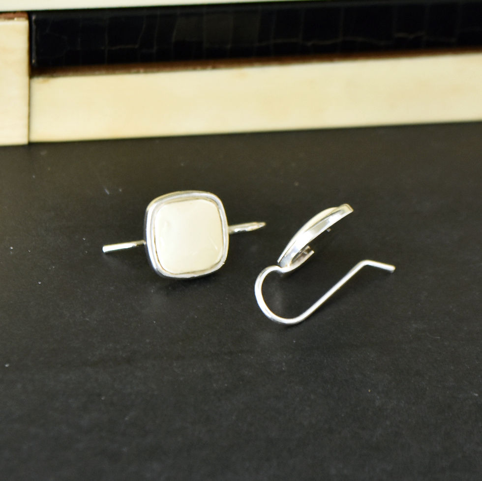 Thumbnail: White Piano Key Square Earrings Side View