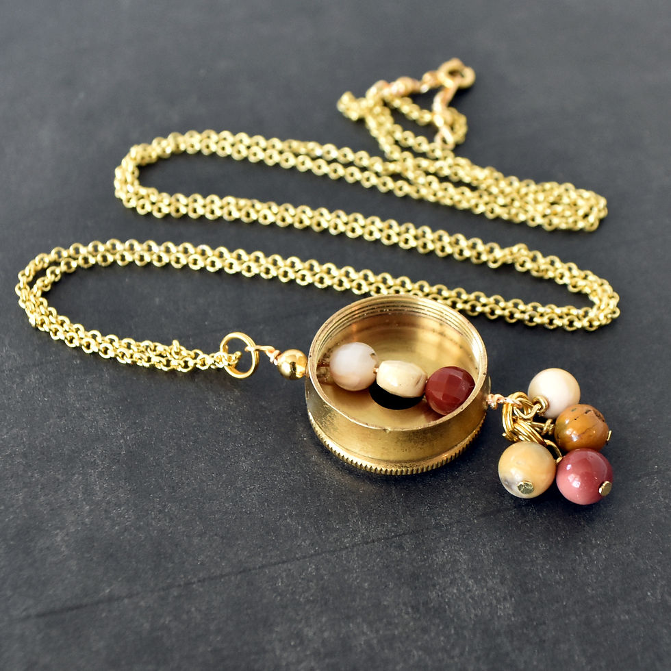 Thumbnail: Long Mellophone Valve Cap and Mookaite Bead Necklace