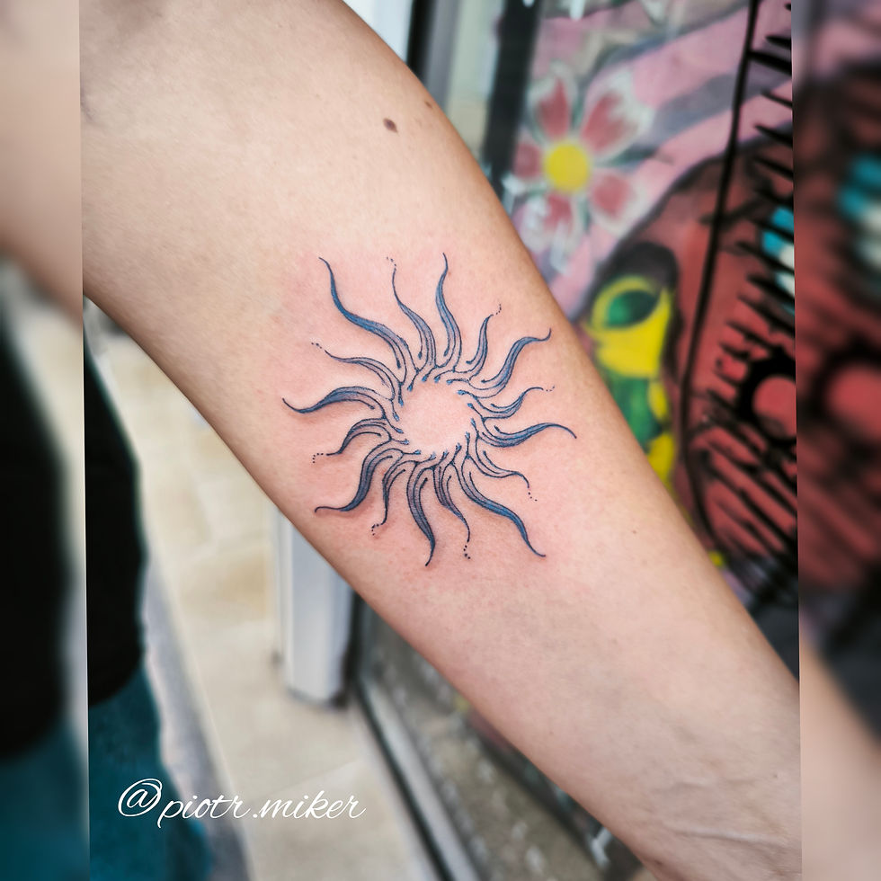 Soleil minimaliste - lignes ombrages couleur bleue