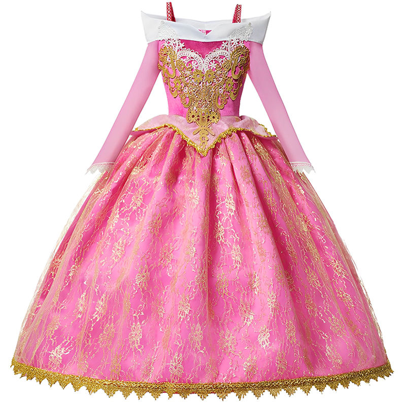 Miniatura: Kids Cosplay Princess Aurora Costume Off Shoulder Luxury Ball Gown Fancy Carniva