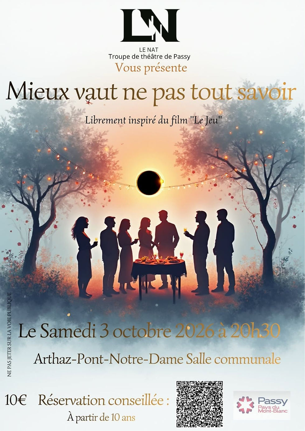 Soirée théâtre, samedi 3 octobre à la salle des fêtes d'Arthaz