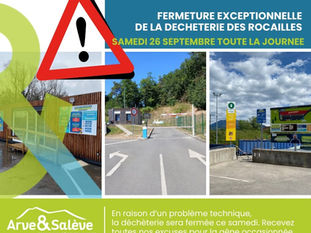 Déchèterie des Rocailles fermée ce samedi 26 septembre