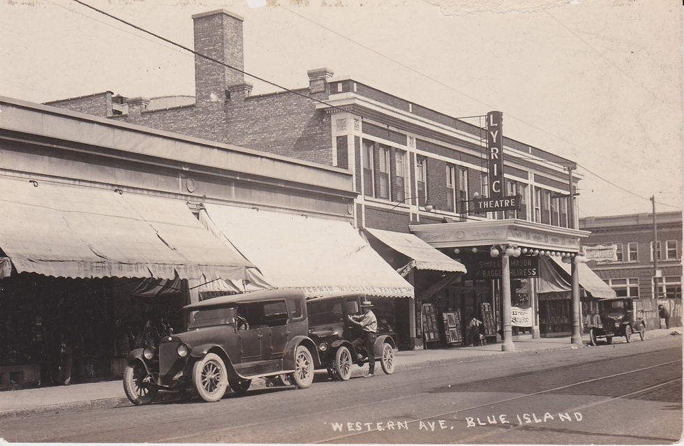 Historical image of the Lyric Theater from the outside.