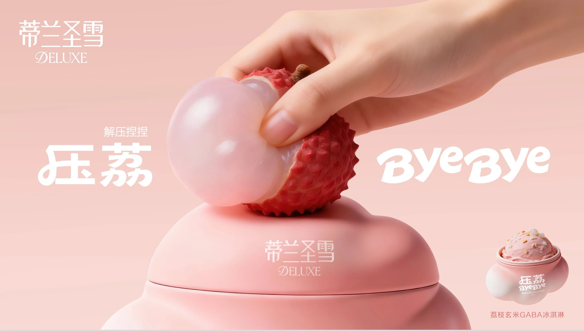Emotion-healing lychee ice cream with GABA offers stress relief and relaxation.
