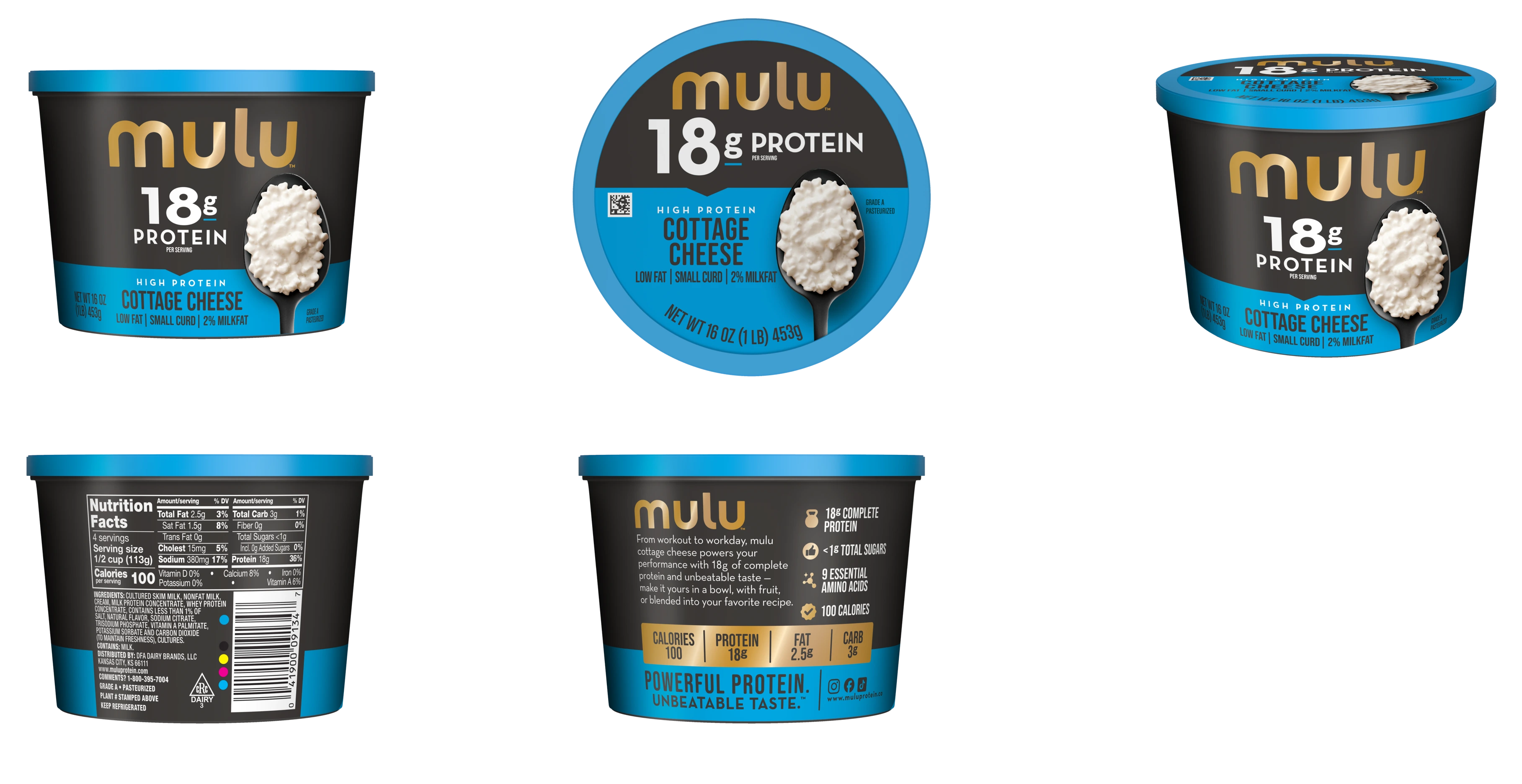 MULU's packaging blends bold black and gold, signalling high protein and modern nutrition.