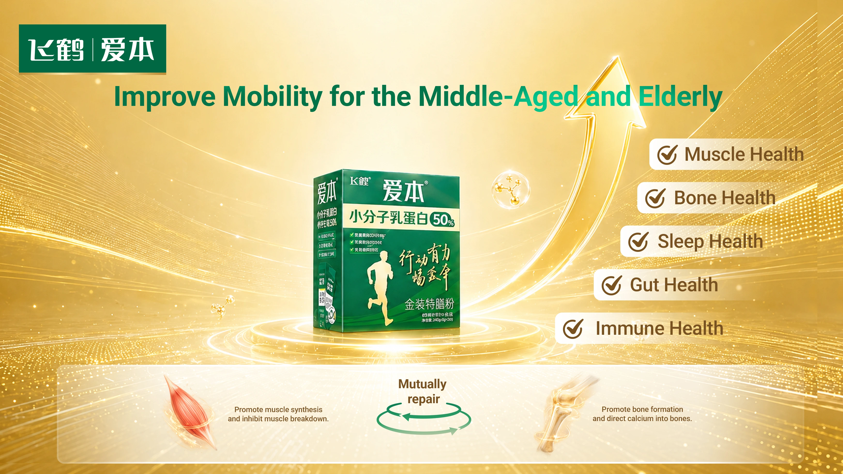 Aiben Small-Molecule Powder addresses malnutrition, muscle loss, bone strength, digestion, and sleep