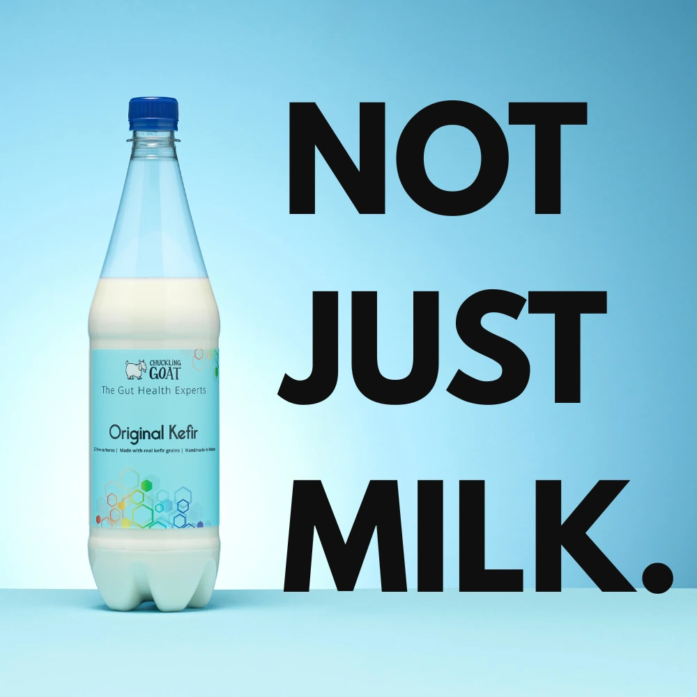 Chuckling Goat's Kefir is a fermented, probiotic British goat's milk drink with 95 live cultures.