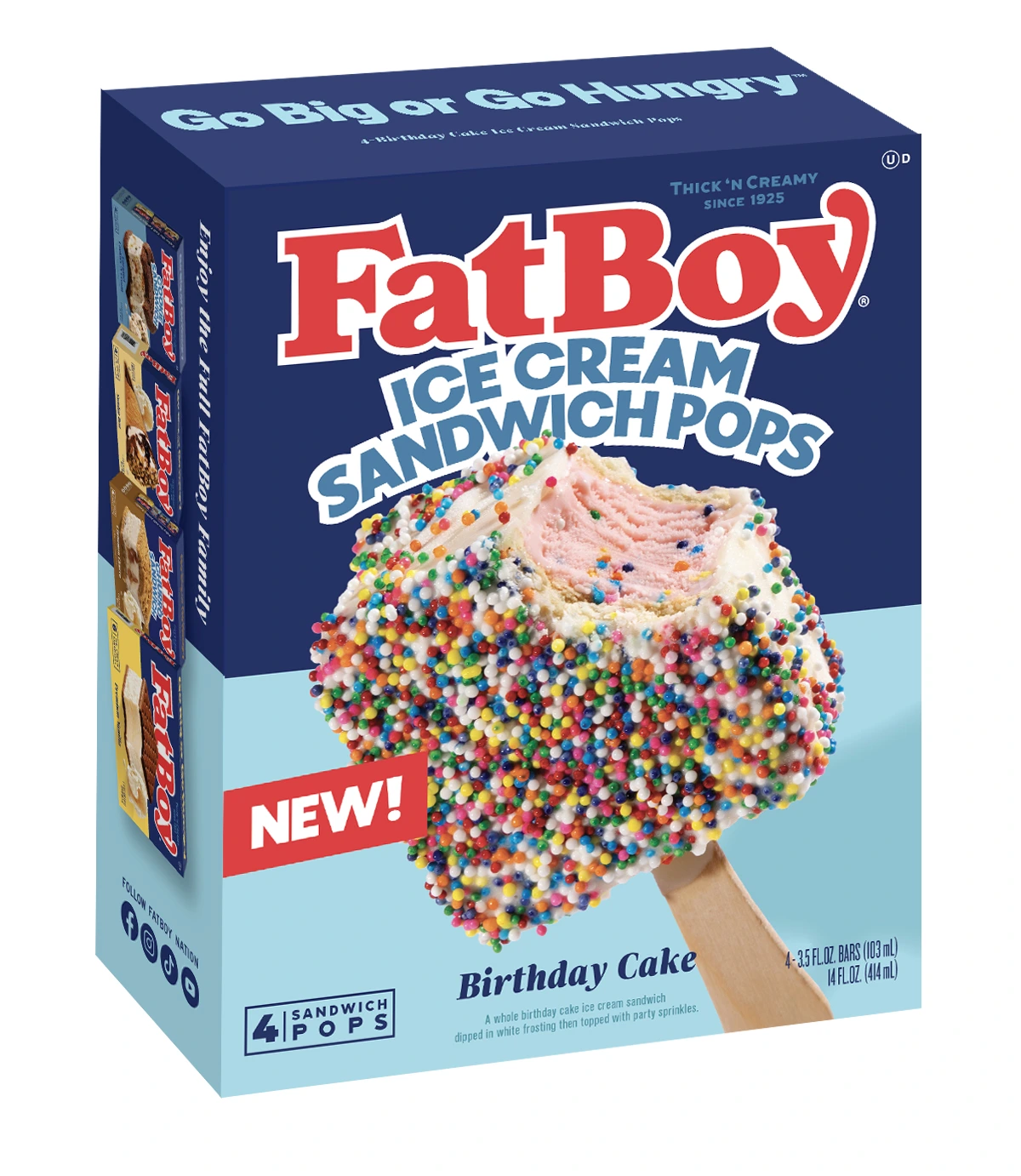 FatBoy Sandwich Pops reinvent ice cream sandwiches with portability and premium flavors on a stick.