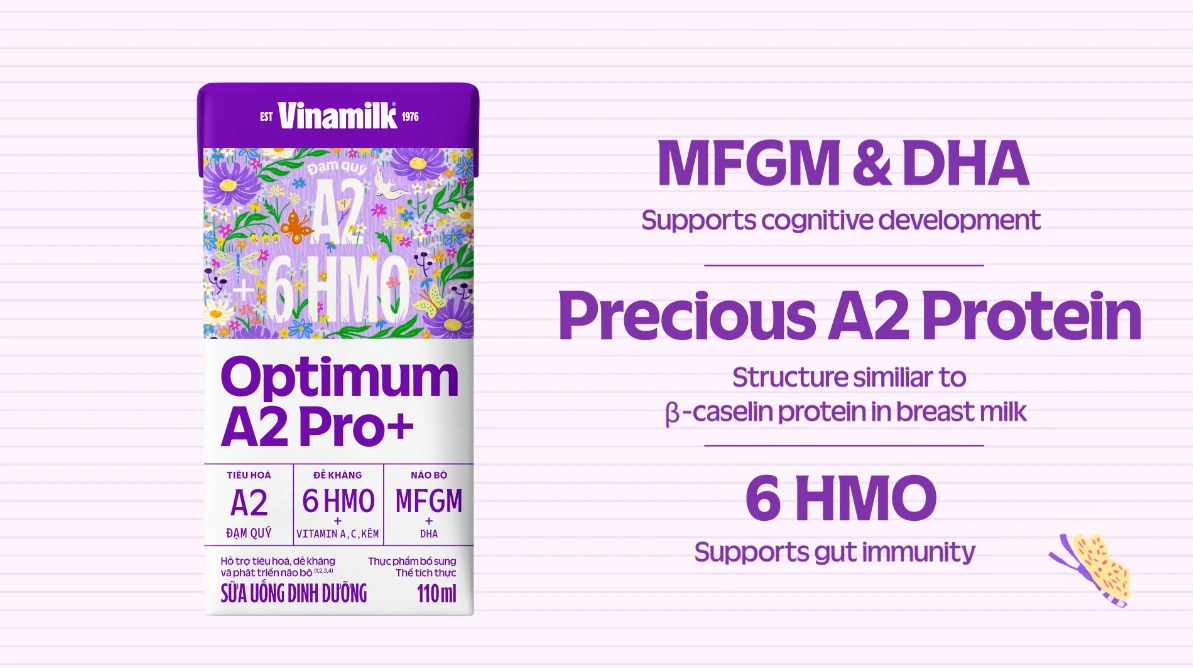 Optimum A2 Pro+: friendly nutrition with A2 protein, boosting digestion, immunity, + brain growth.