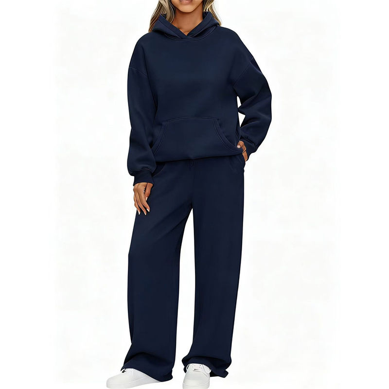 Thumbnail: Autumn Winter Women Hoodie+Wide leg pants two pieces Casual pullover loose long 